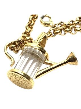 Vintage Gold & Crystal Watering Can Pendant Necklace
